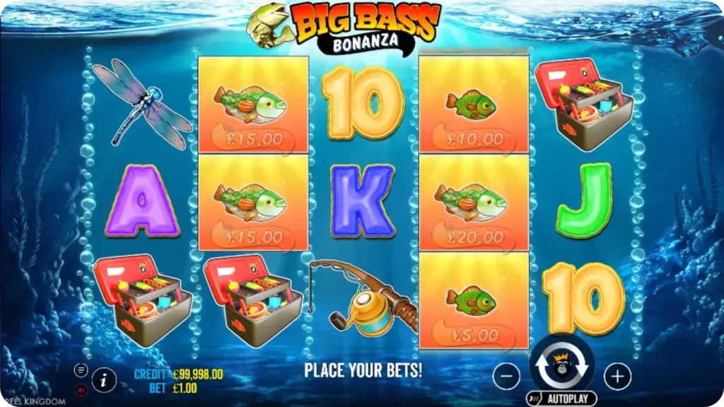 Money Fish symbols showing cash values collected by Fisherman Wild in Big Bass Bonanza