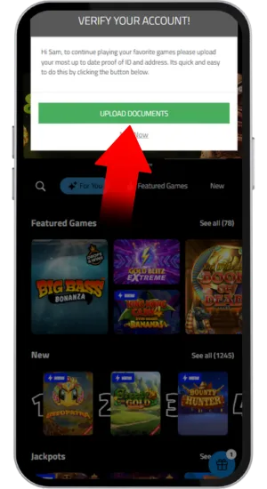 Select a payment method and deposit funds.