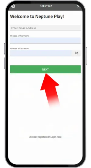 Registration form with fields for name, email and password